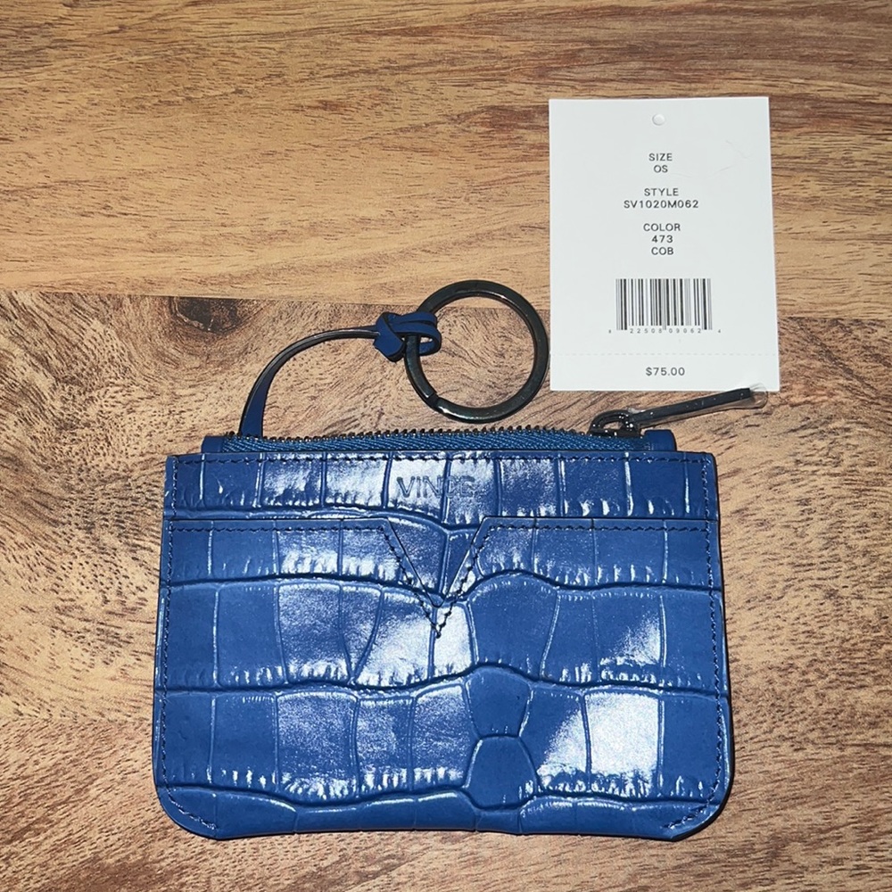 NEW with tags *RARE* VINCE Mini Snake Embossed Leather Keychain Wallet
